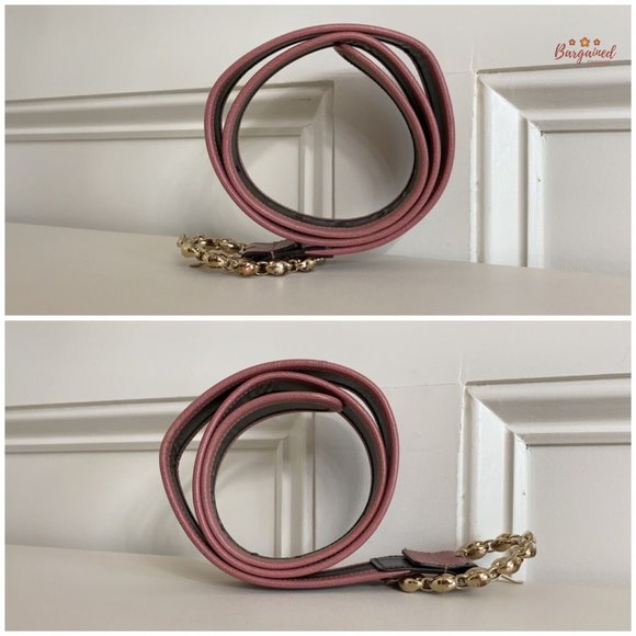 Authentic Gucci Pink Monogram Canvas Leather Gold Chain Buckle Belt Size 80/32 - Picture 9 of 14